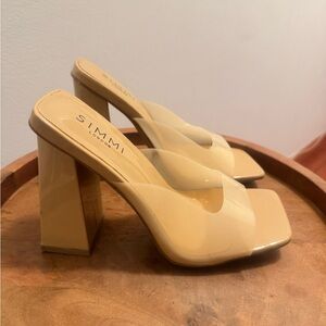 Simmi London Beige Block Heel Mules